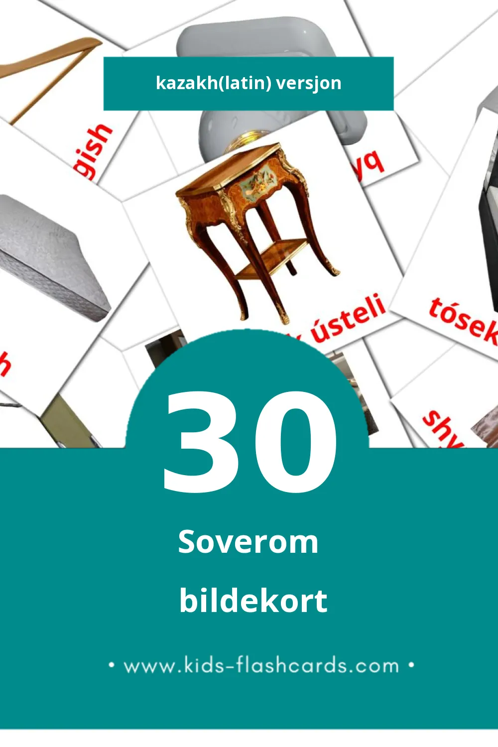Visuelle Jatyn bildekort for småbarn (30 kort på Kazakh(latin))
