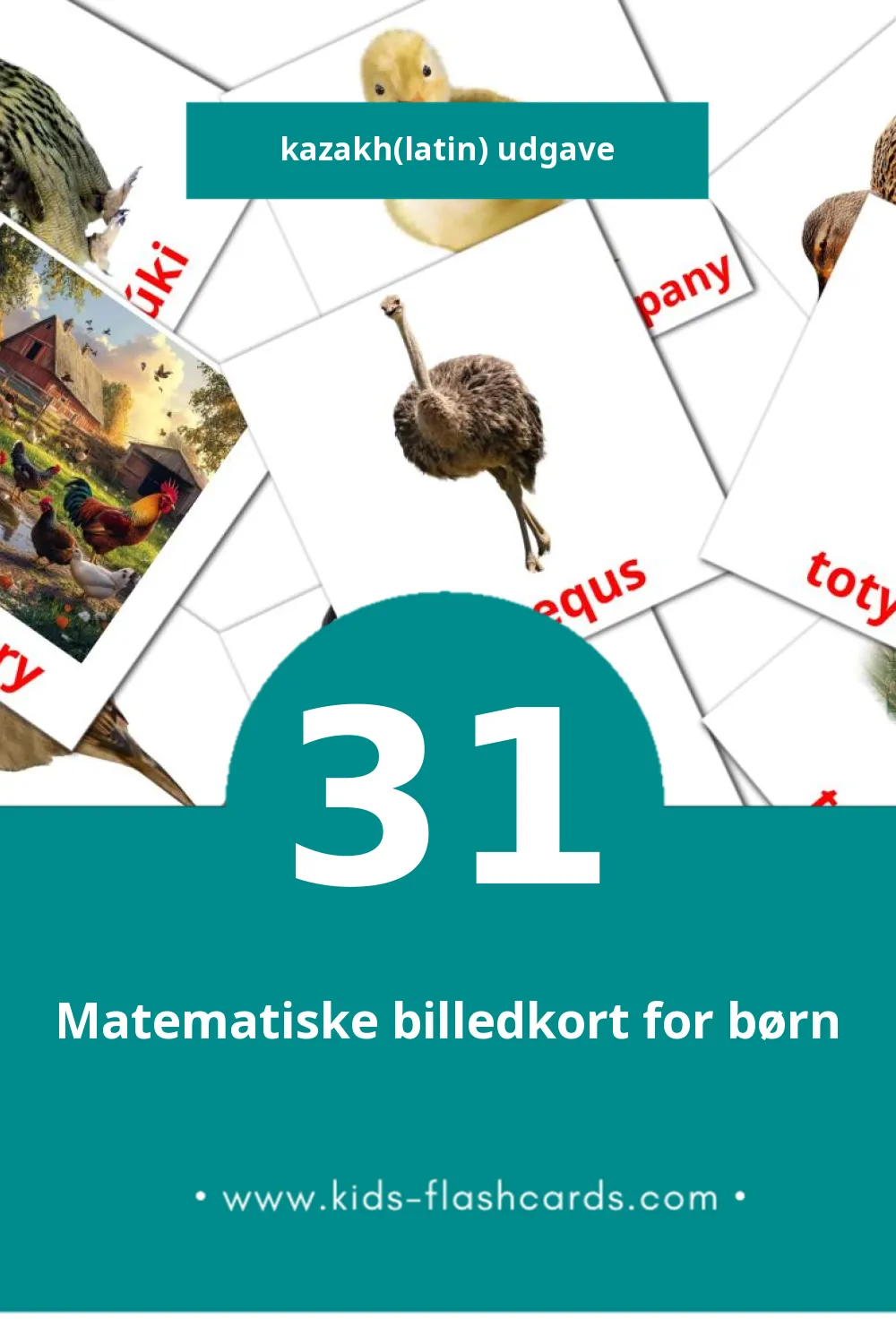 Visuelle billedkort for børn om KÝS til småbørn (31 kort på Kazakh(latin))