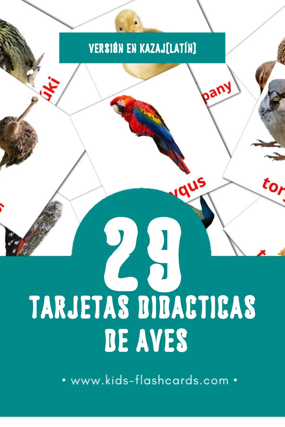 Tarjetas visuales de KÝS para niños pequeños (29 tarjetas en Kazaj(latín))