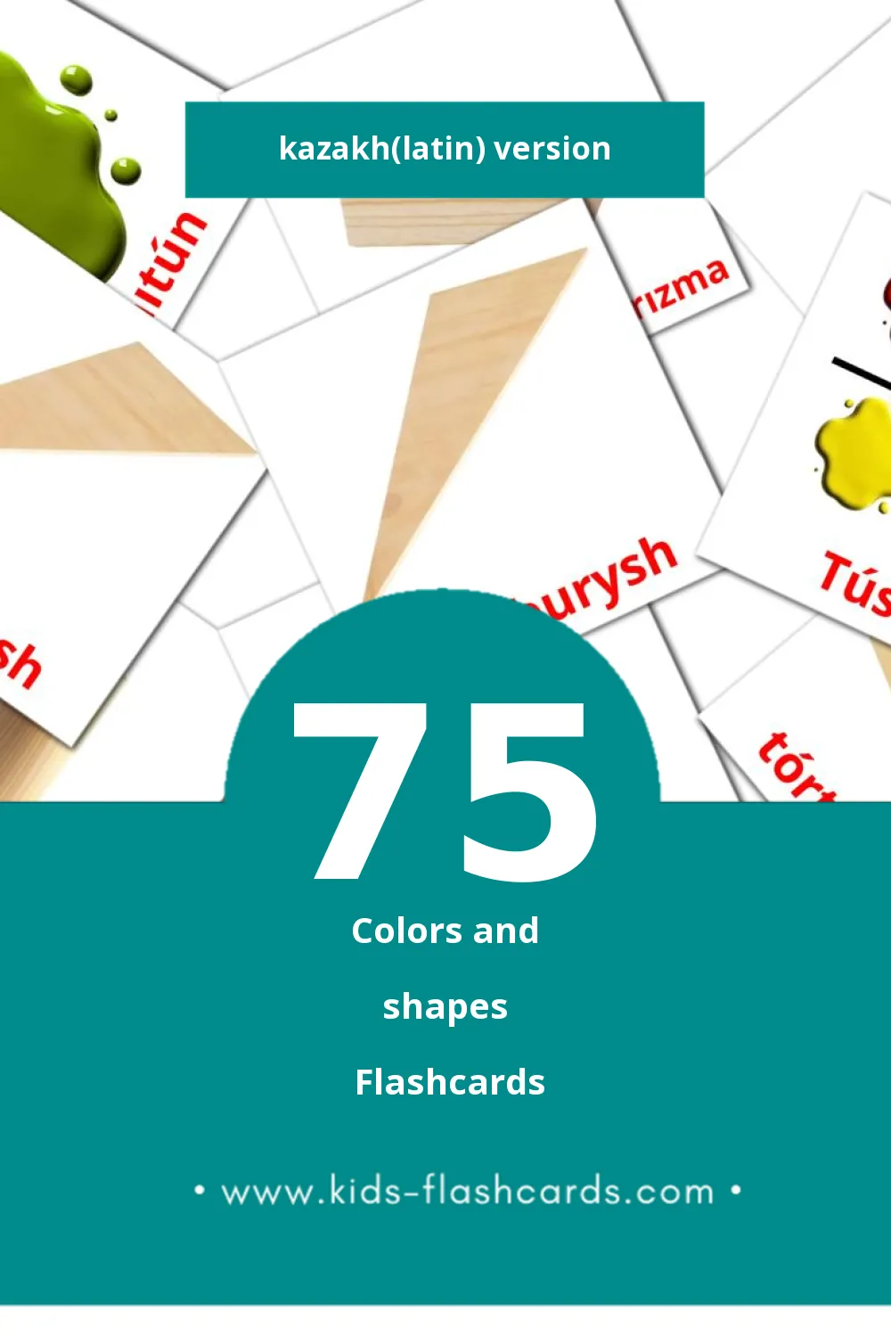 Visual  Túster men pіshіnder Flashcards for Toddlers (75 cards in Kazakh(latin))