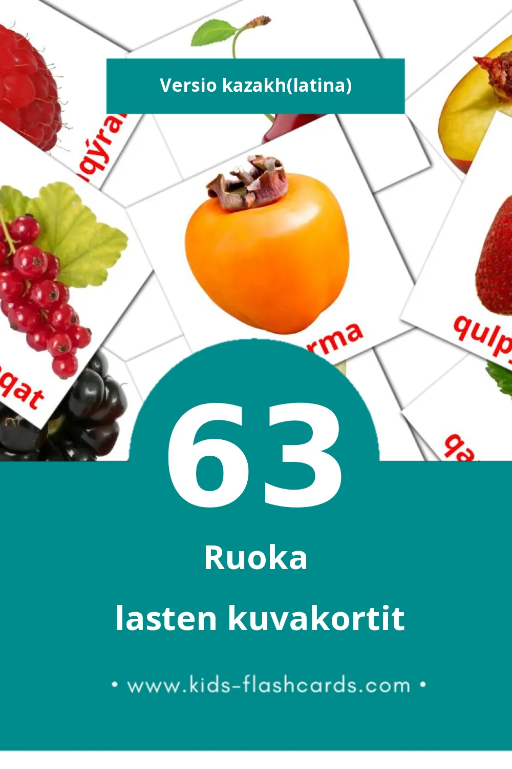 Taǵamdar lasten kuvakortit pikkulapsille (63 korttia Kazakhksi(latina))