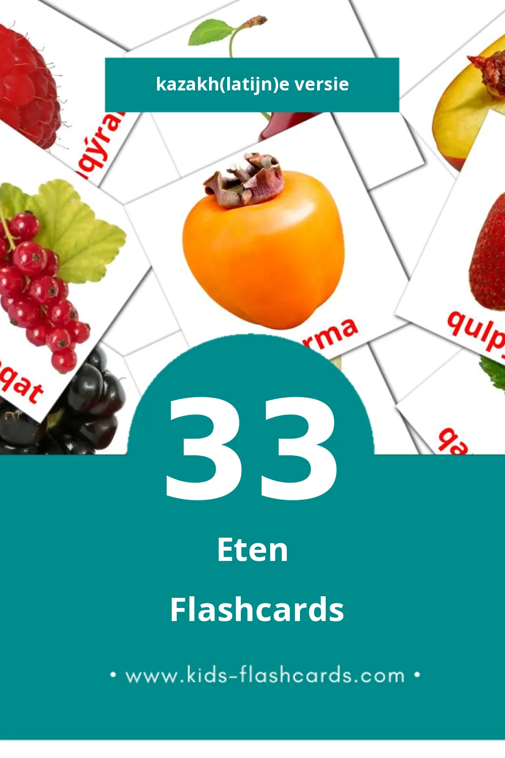 Visuele Taǵamdar Flashcards voor Kleuters (33 kaarten in het Kazakh(latijn))