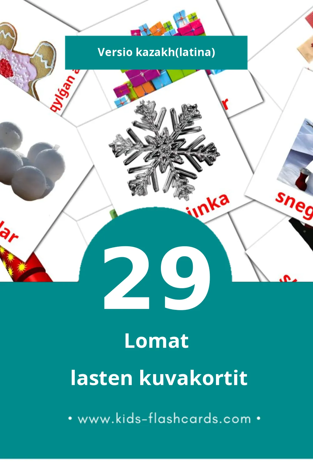 Merekeler lasten kuvakortit pikkulapsille (29 korttia Kazakhksi(latina))