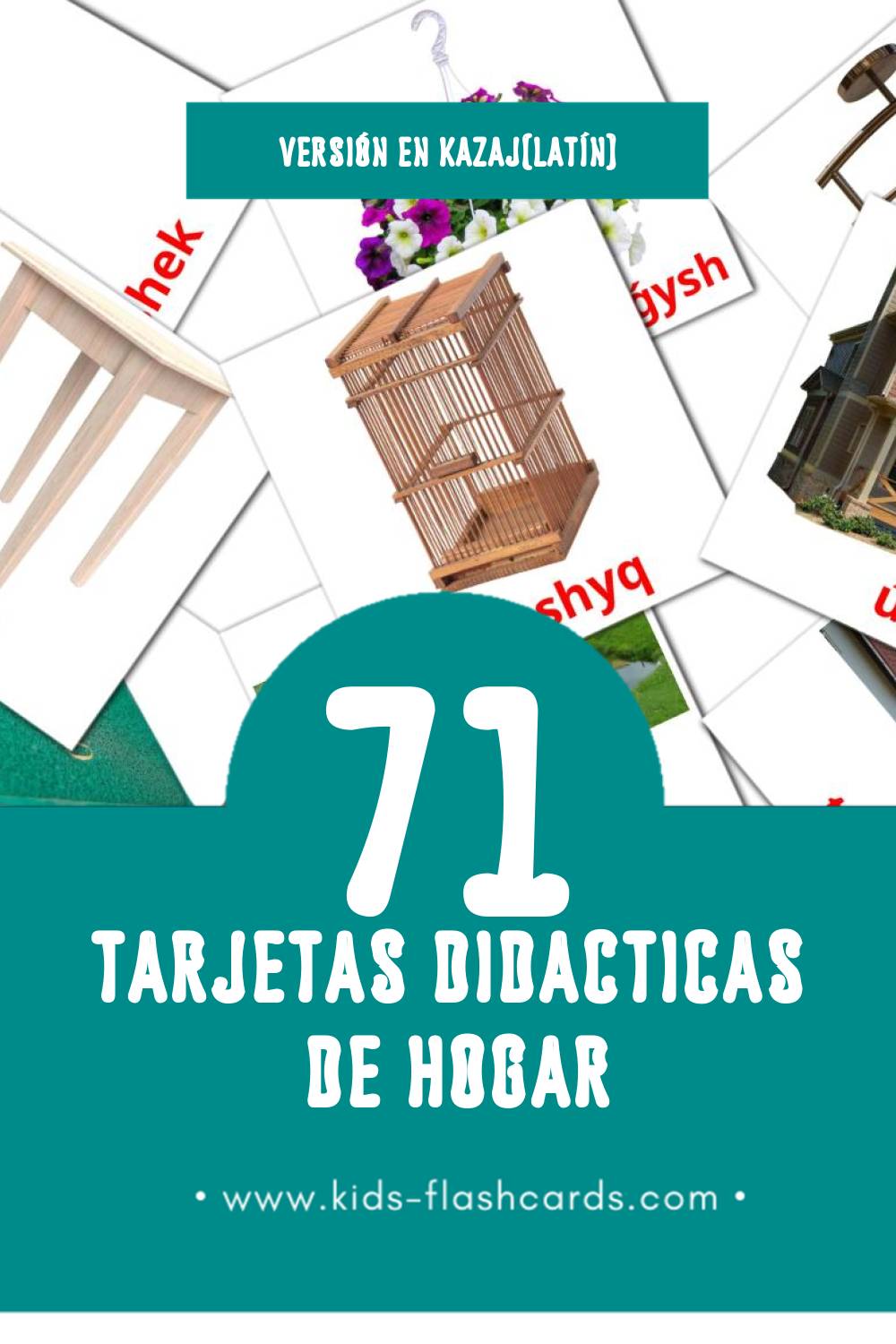 Tarjetas visuales de Úı para niños pequeños (71 tarjetas en Kazaj(latín))
