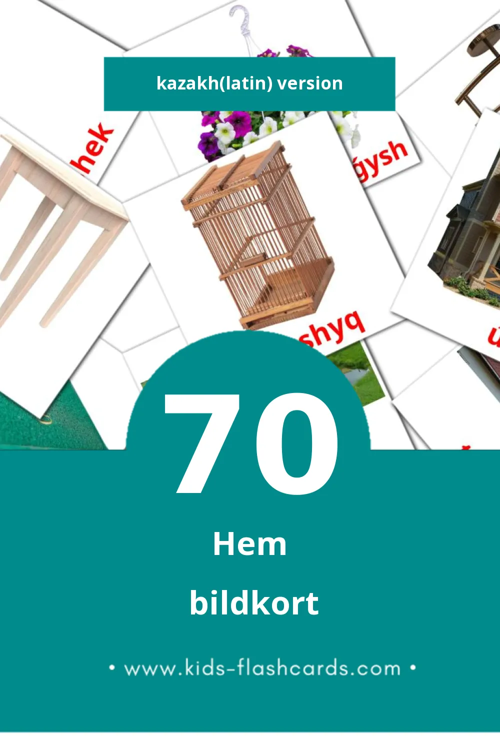 Visuella Úı för småbarn (70 bildkort för barn på Kazakh(latin))