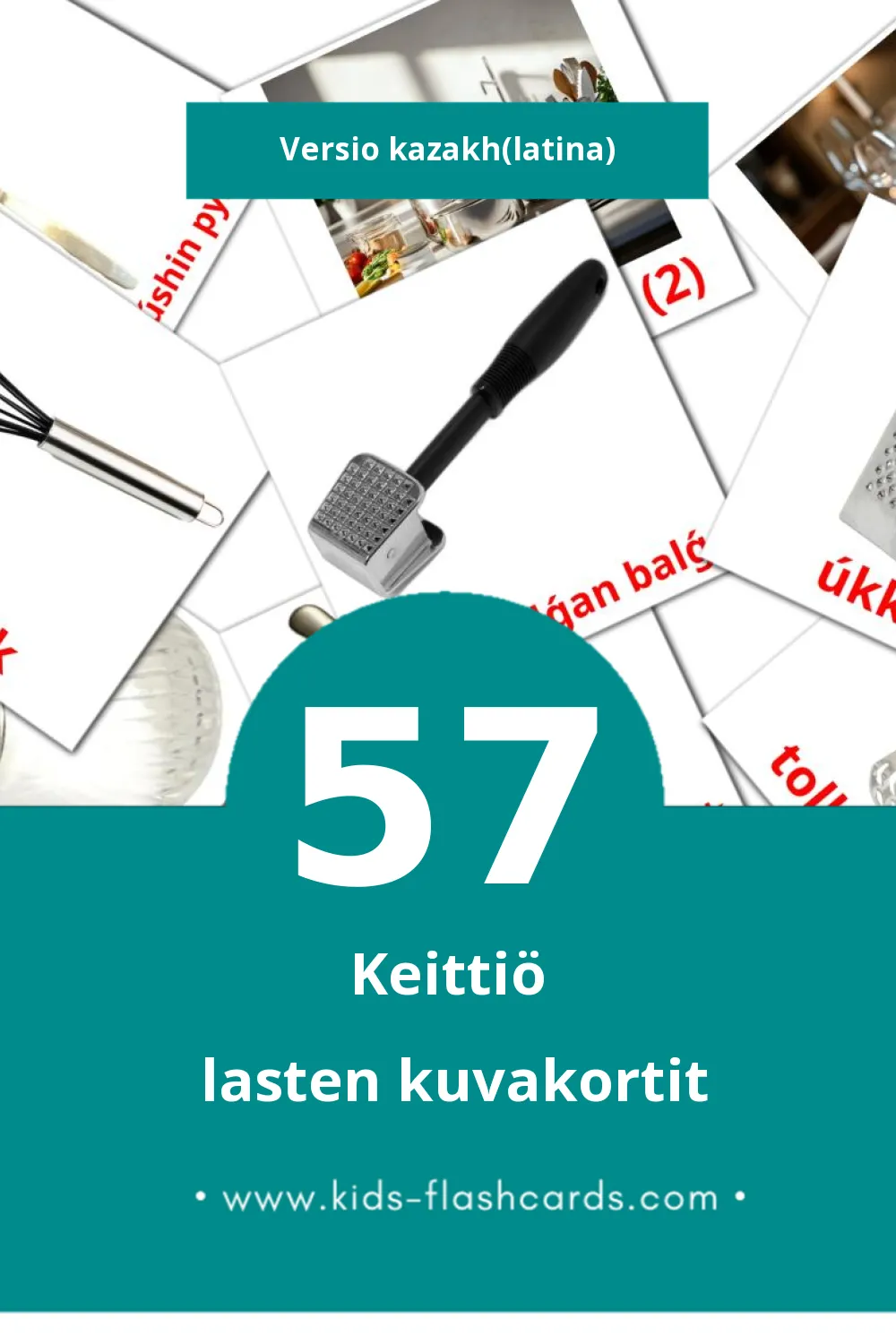 Taǵamdar lasten kuvakortit pikkulapsille (57 korttia Kazakhksi(latina))