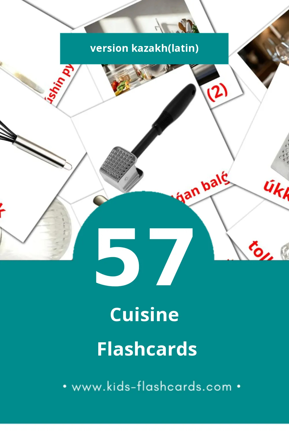 Flashcards Visual Taǵamdar pour les tout-petits (57 cartes en Kazakh(latin))