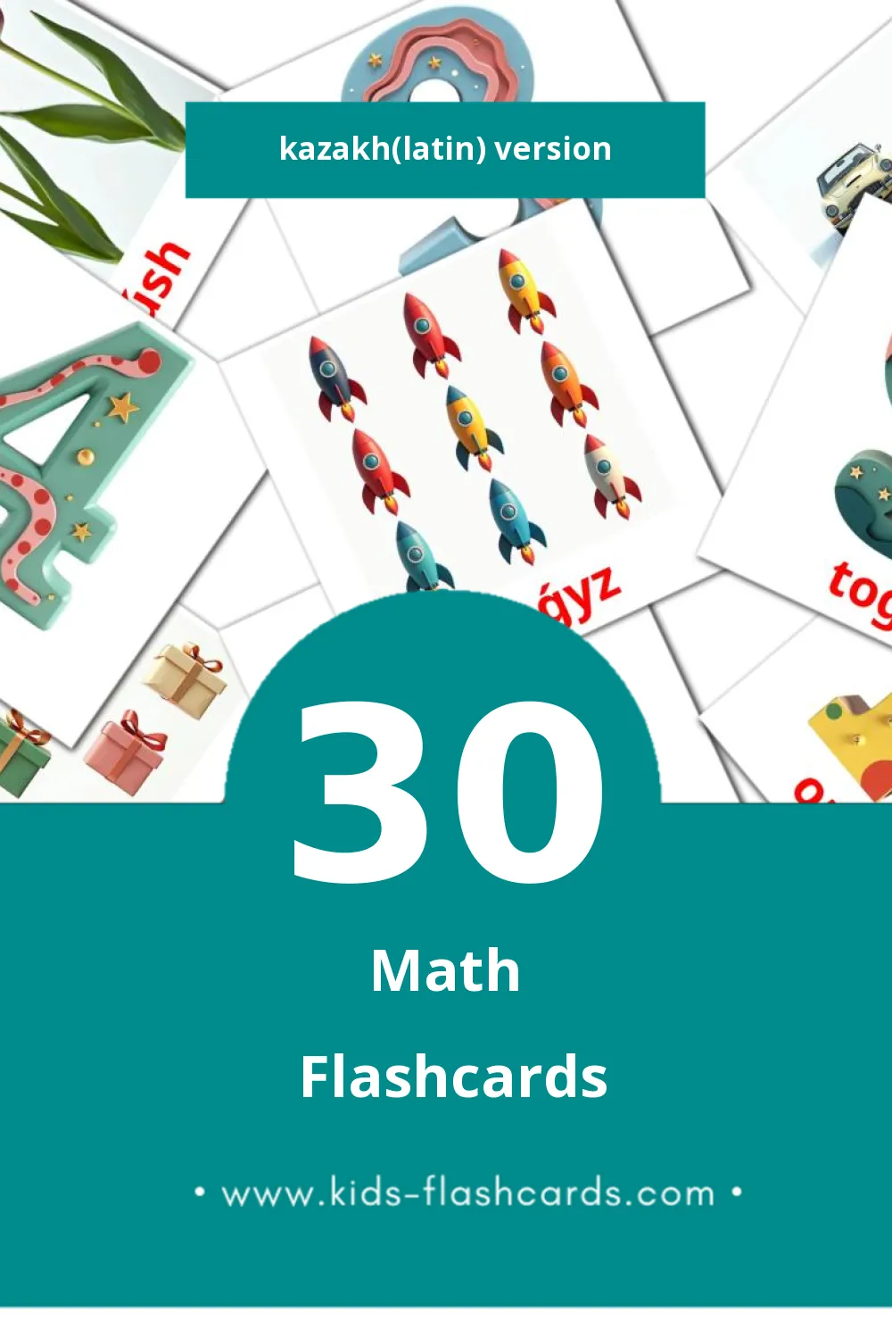 Visual Matematıka Flashcards for Toddlers (30 cards in Kazakh(latin))