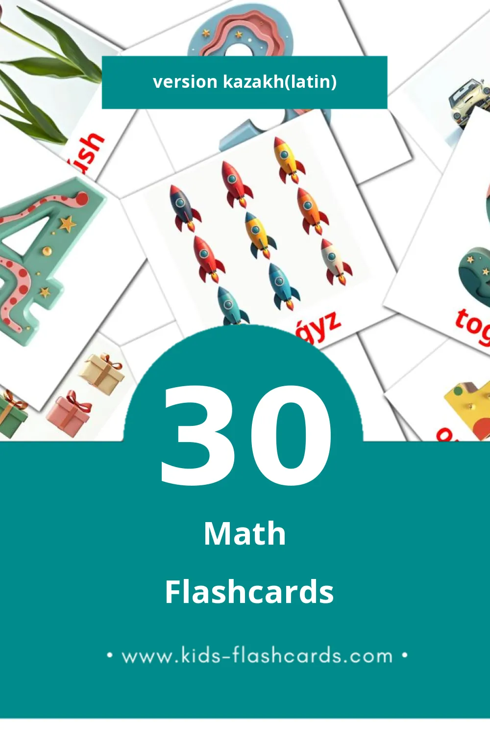 Flashcards Visual Matematıka pour les tout-petits (30 cartes en Kazakh(latin))