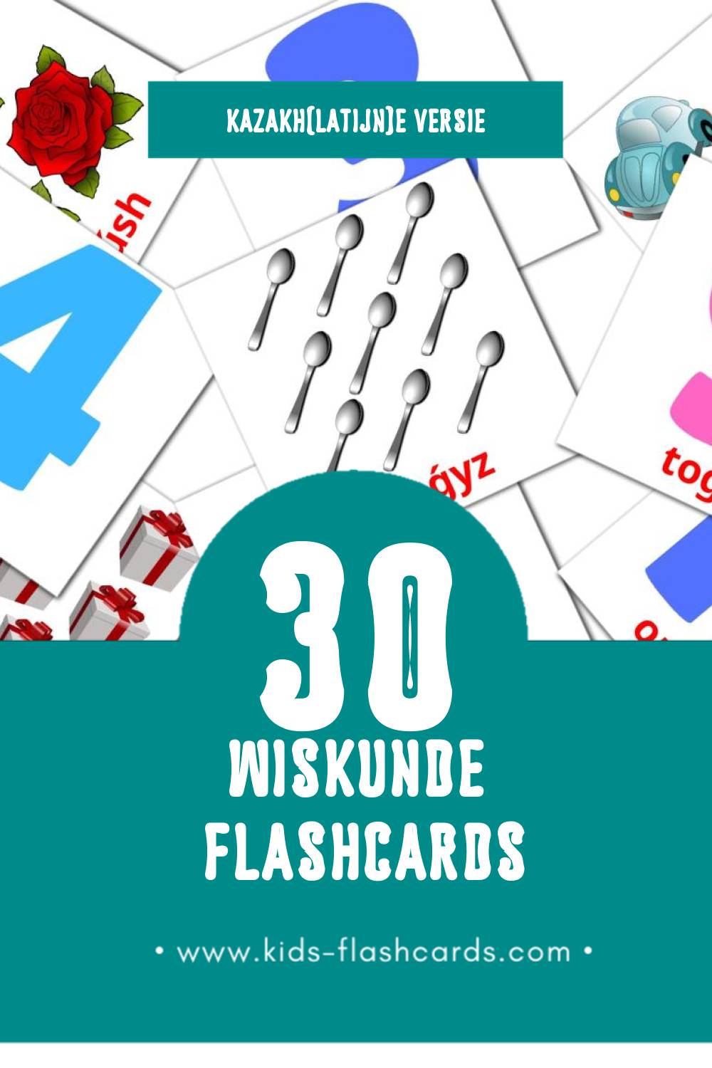 Visuele Matematıka Flashcards voor Kleuters (30 kaarten in het Kazakh(latijn))