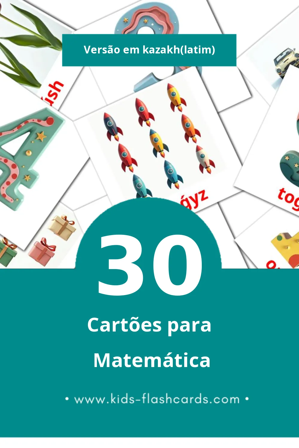 Flashcards de Matematıka Visuais para Toddlers (30 cartões em Kazakh(latim))