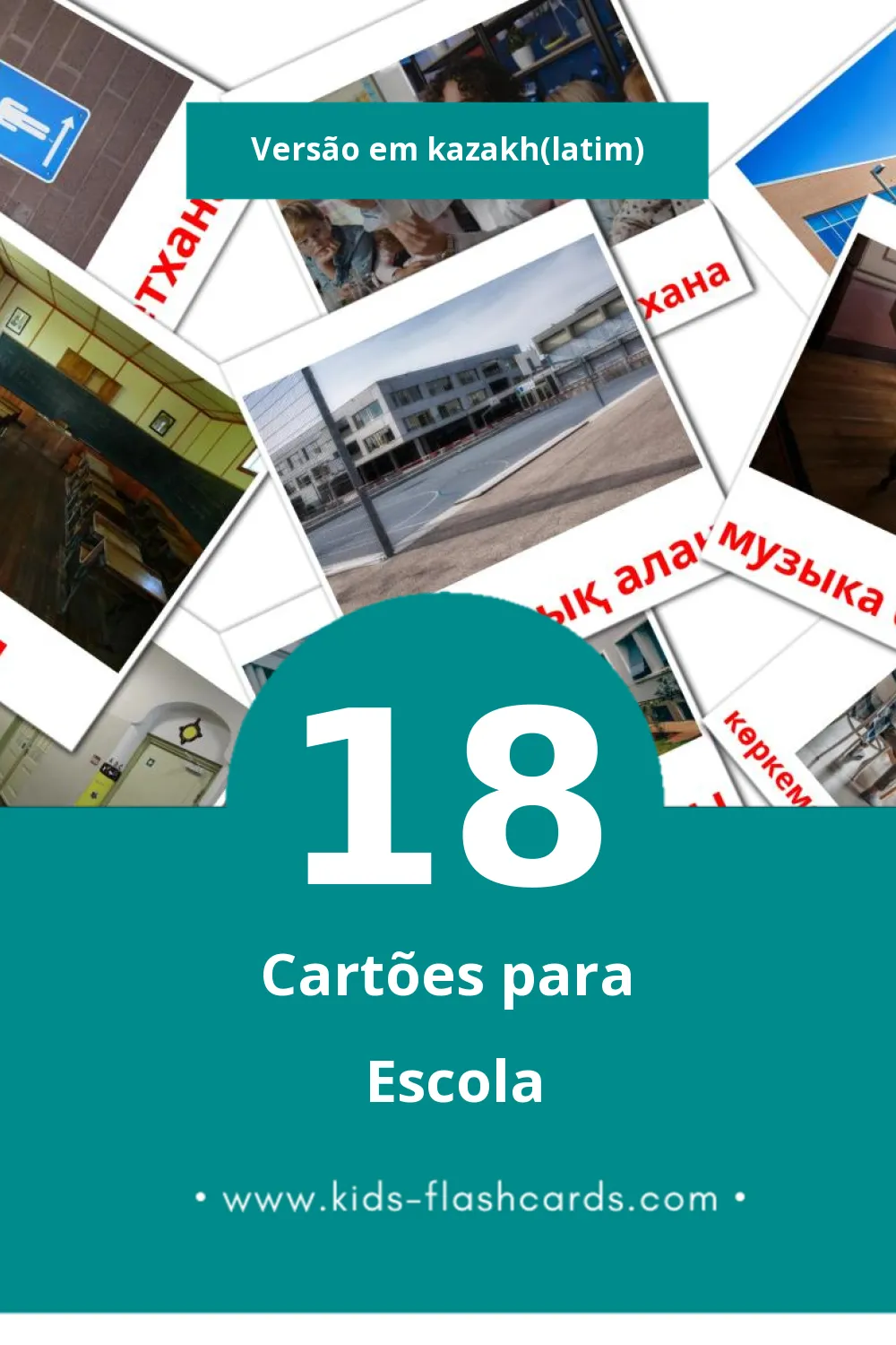 Flashcards de Мектер Visuais para Toddlers (18 cartões em Kazakh(latim))