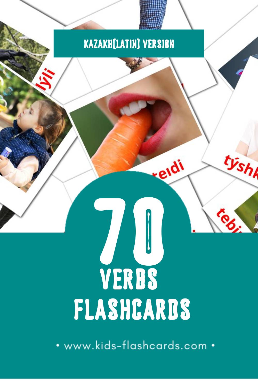 Visual күнделікті іс-қимылдар Flashcards for Toddlers (70 cards in Kazakh(latin))