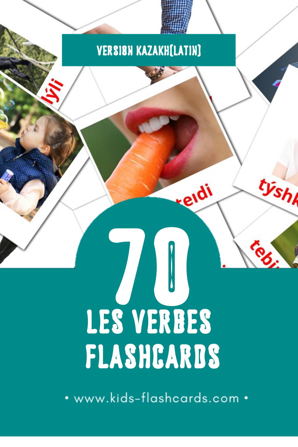 Flashcards Visual күнделікті іс-қимылдар pour les tout-petits (76 cartes en Kazakh(latin))