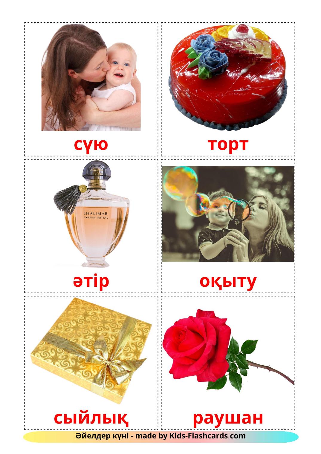 Dia das Mães - 25 Flashcards kazakhes gratuitos para impressão