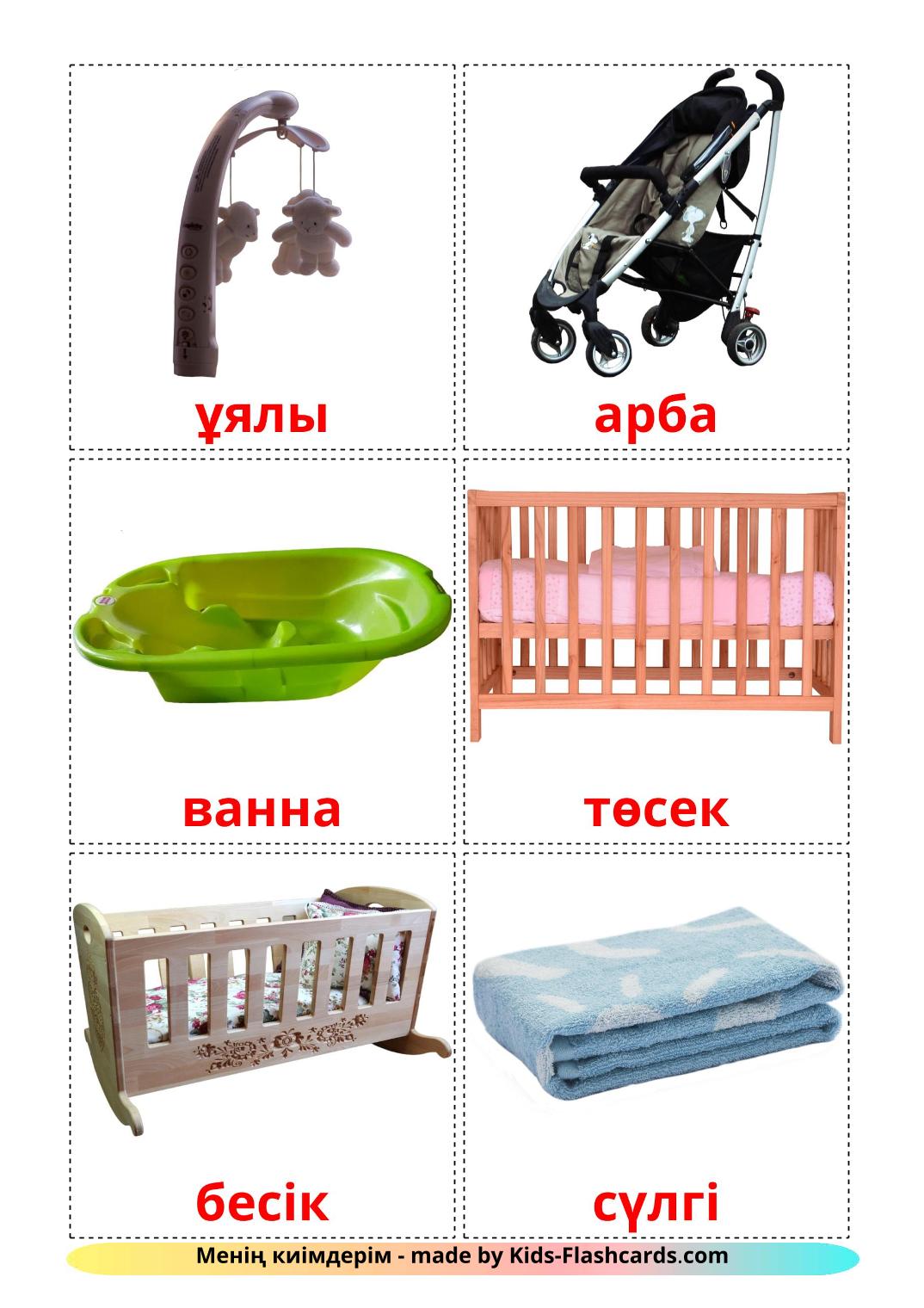 Baby things - 19 Free Printable kazakh Flashcards 