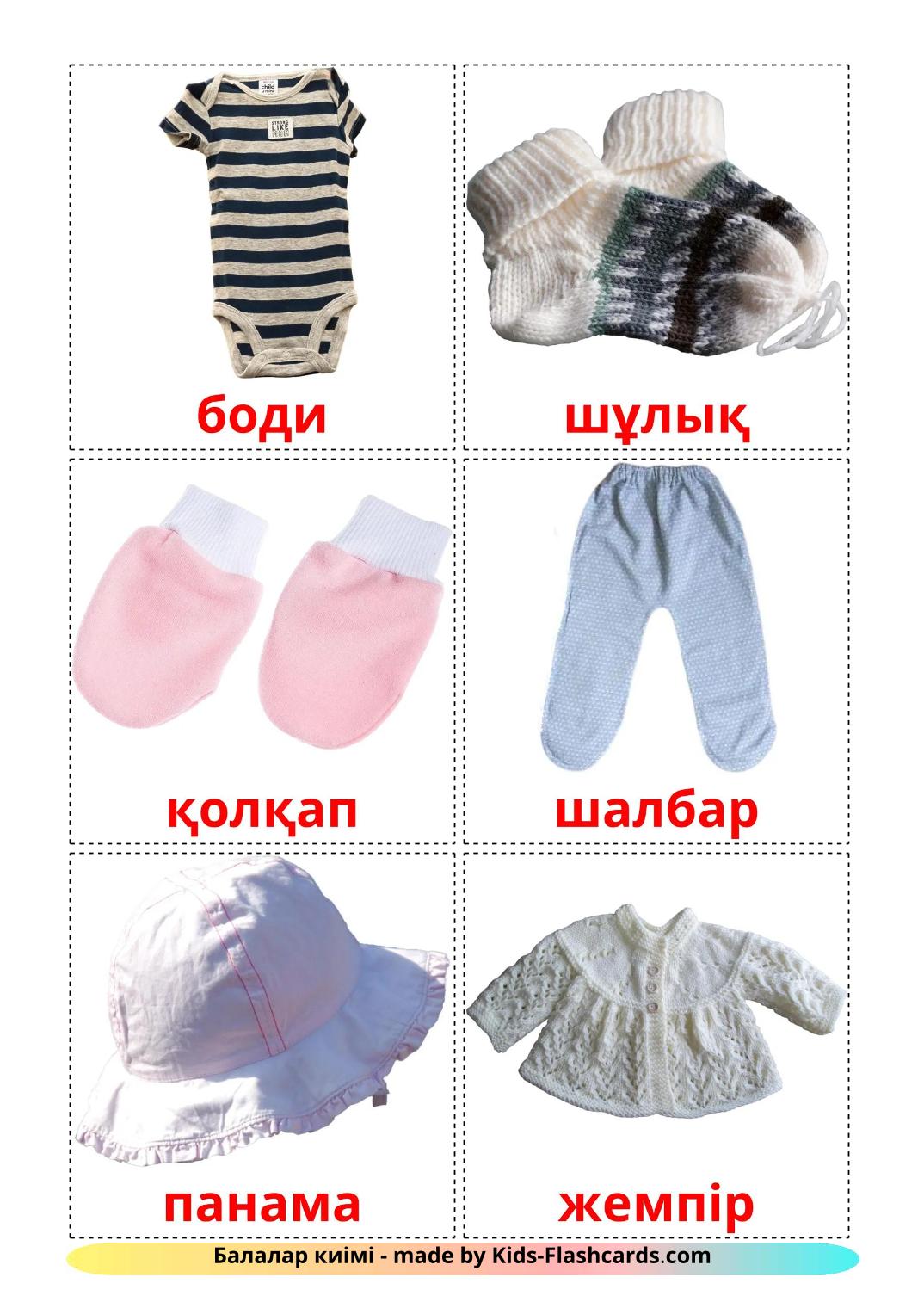 Ropa de Niños - 12 fichas de kazajo para imprimir gratis 