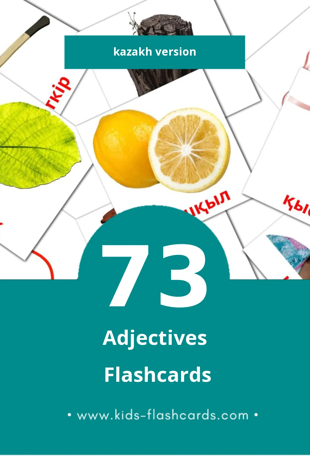 Visual Сын есімдер Flashcards for Toddlers (73 cards in Kazakh)