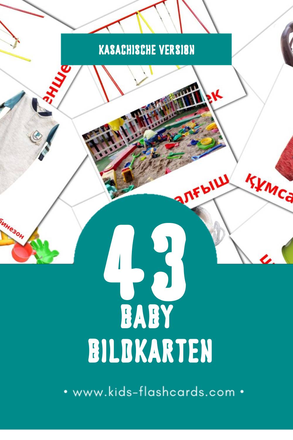 Visual Бала Flashcards für Kleinkinder (43 Karten in Kasachisch)