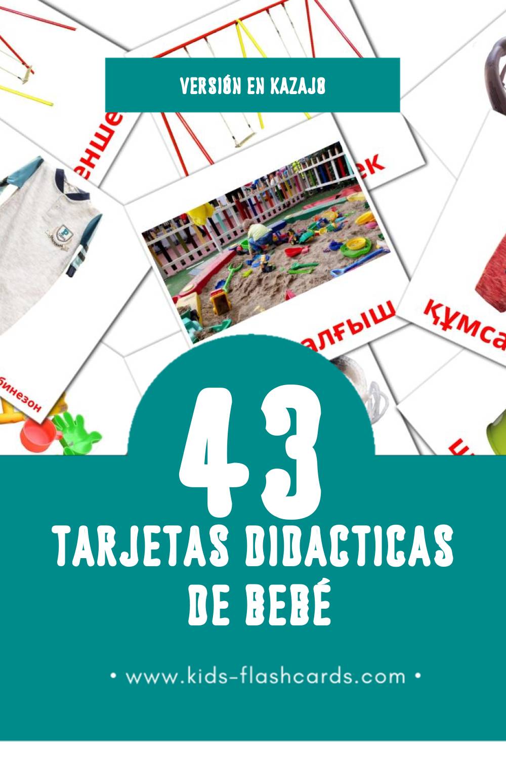 Tarjetas visuales de Бала para niños pequeños (43 tarjetas en Kazajo)