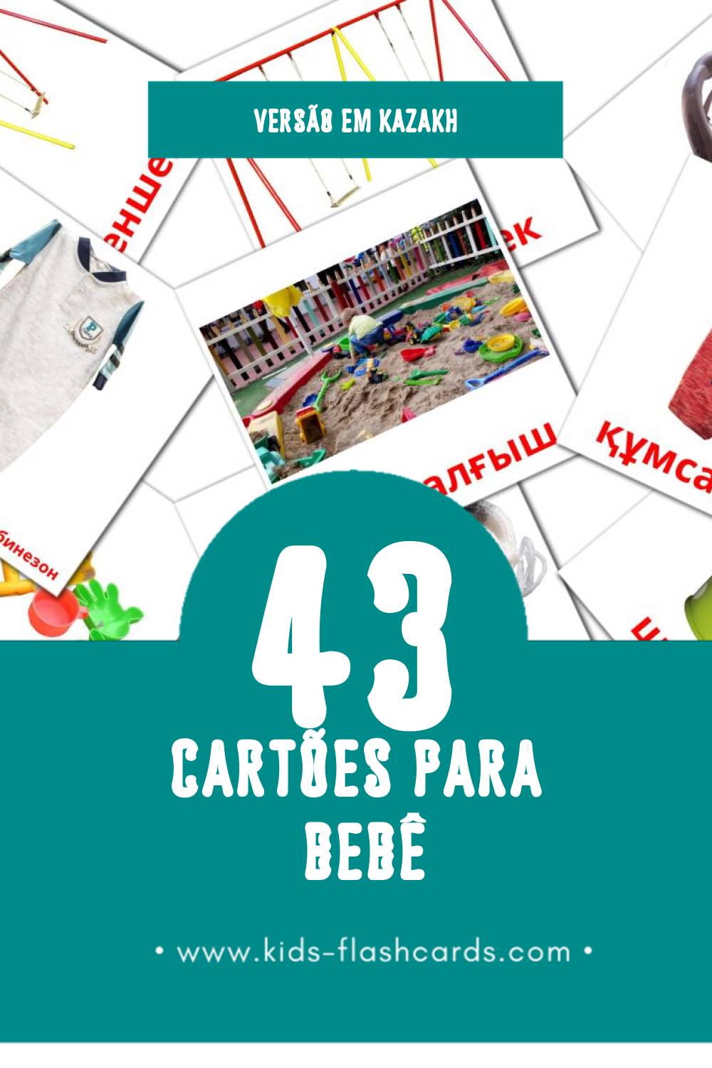 Flashcards de Бала Visuais para Toddlers (43 cartões em Kazakh)