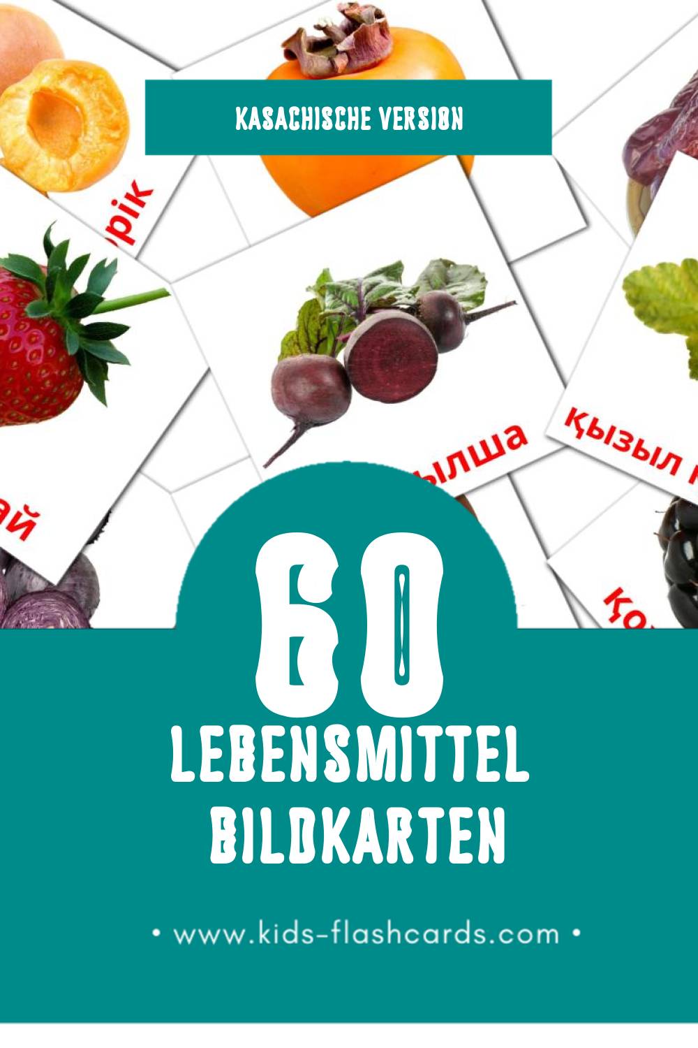 Visual Тағамдар Flashcards für Kleinkinder (60 Karten in Kasachisch)