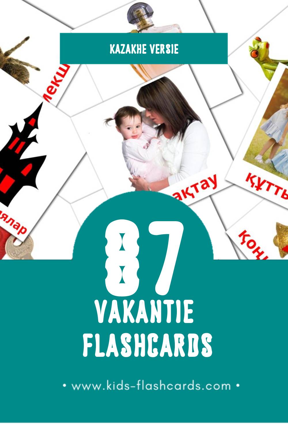 Visuele Мерекелер Flashcards voor Kleuters (87 kaarten in het Kazakh)