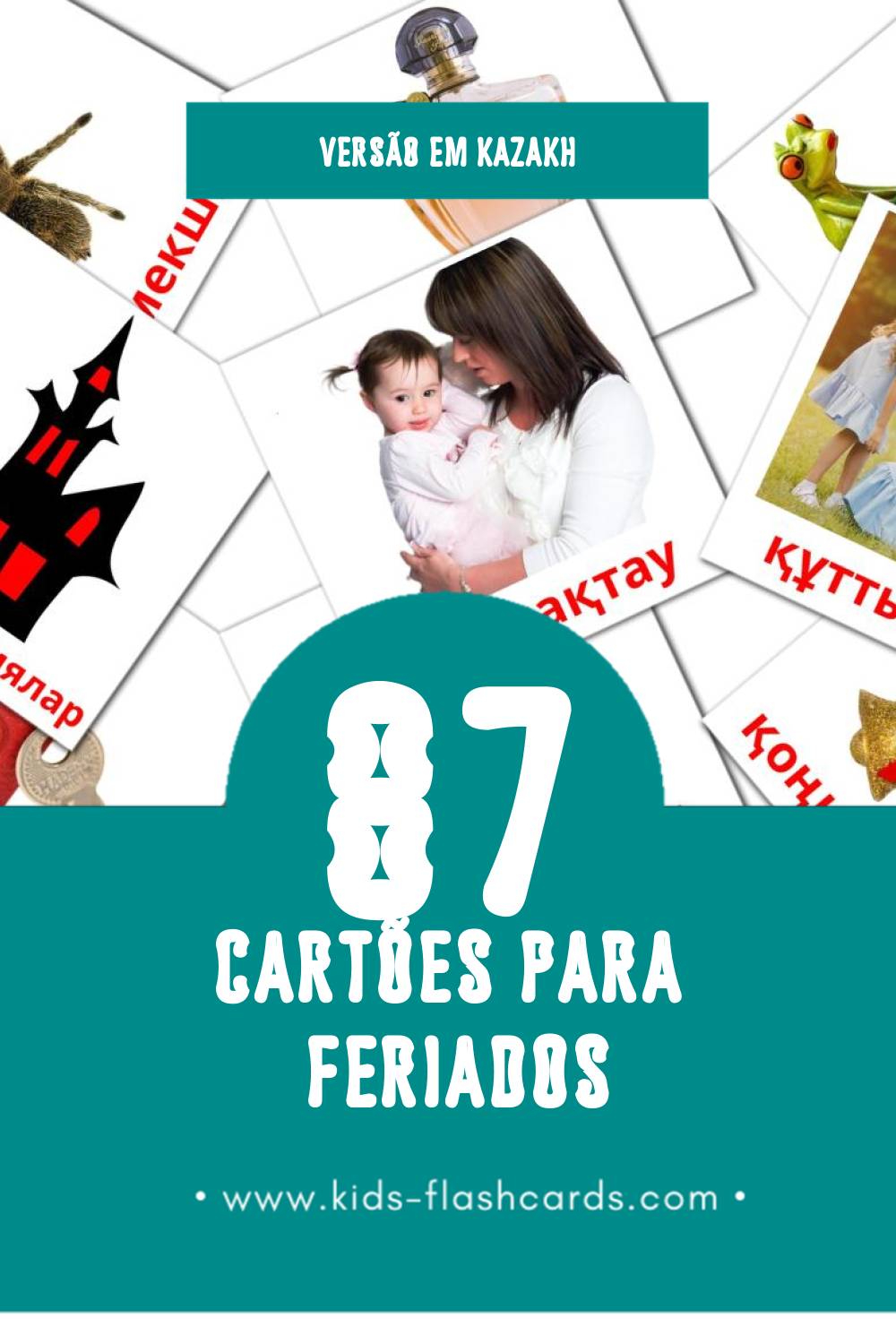 Flashcards de Мерекелер Visuais para Toddlers (87 cartões em Kazakh)