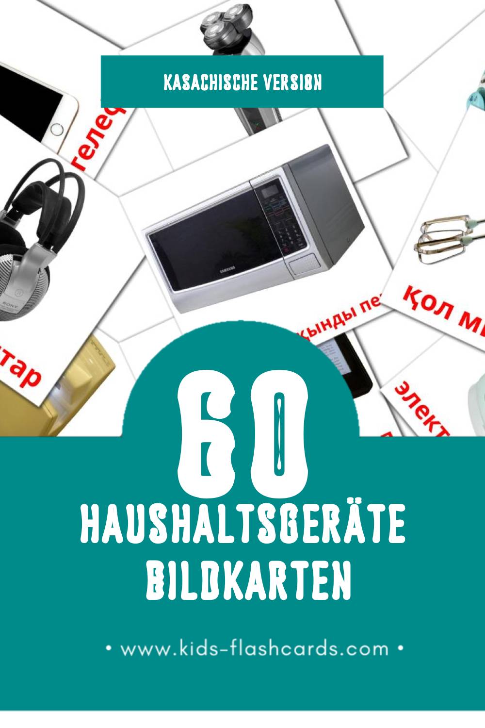 Visual Тұрмыстық техникалар жабдығы Flashcards für Kleinkinder (60 Karten in Kasachisch)