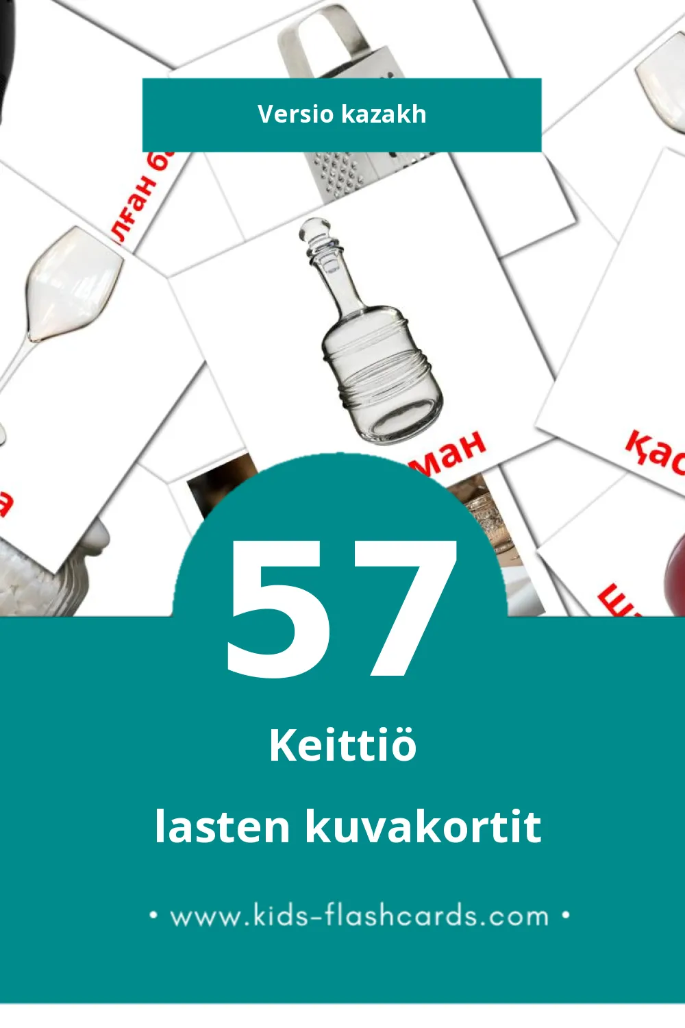Тағамдар lasten kuvakortit pikkulapsille (57 korttia Kazakhksi)