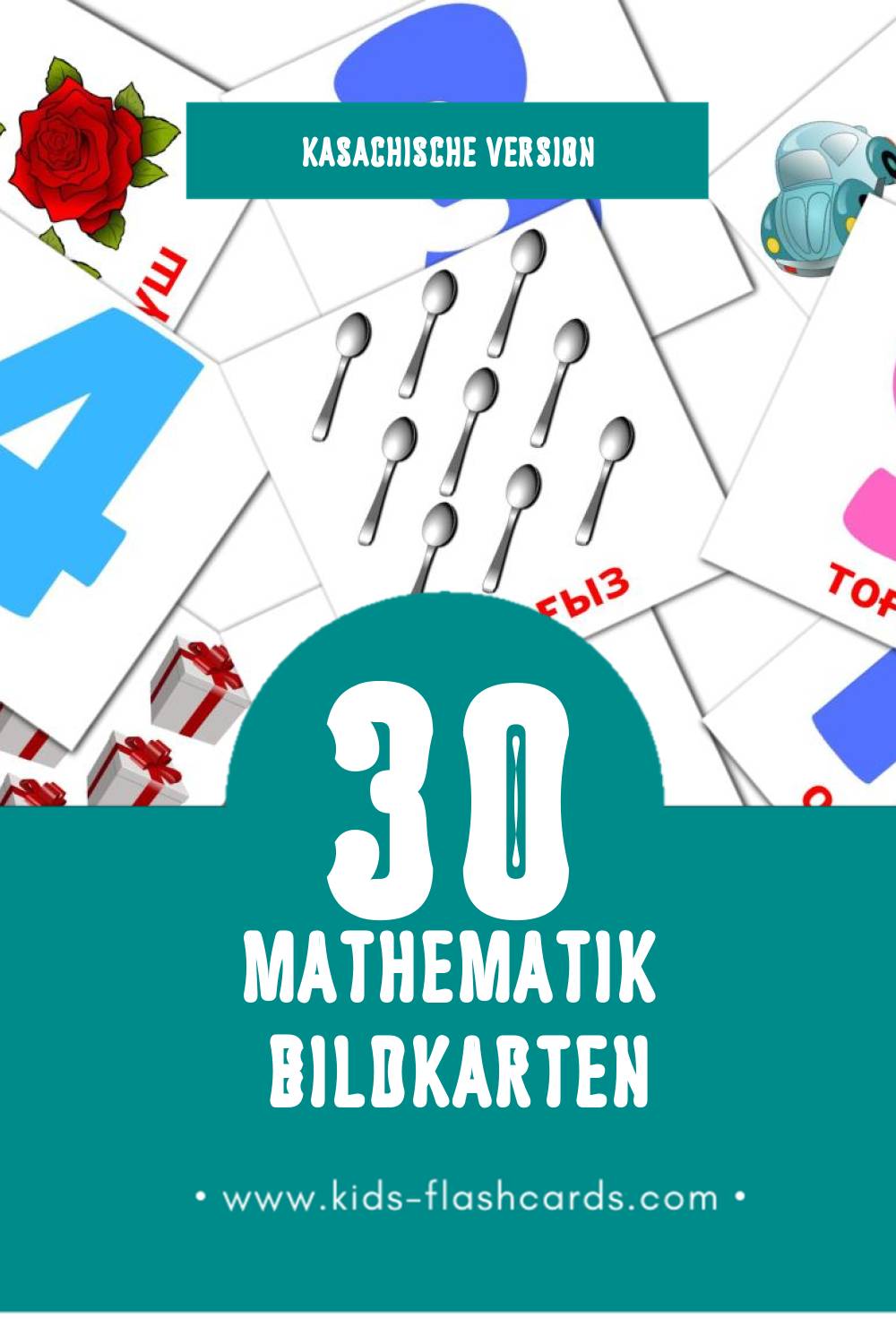 Visual Математика Flashcards für Kleinkinder (30 Karten in Kasachisch)