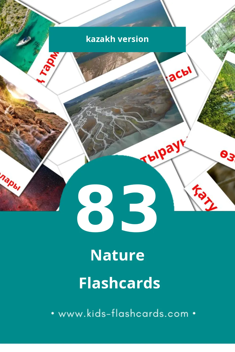 Visual Табиғат Flashcards for Toddlers (83 cards in Kazakh)