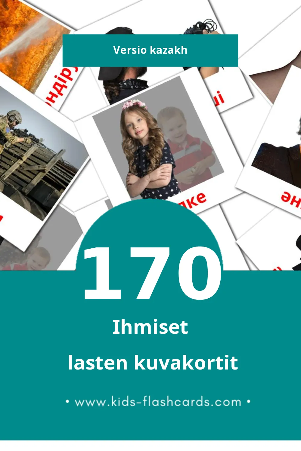 Адамдар lasten kuvakortit pikkulapsille (170 korttia Kazakhksi)