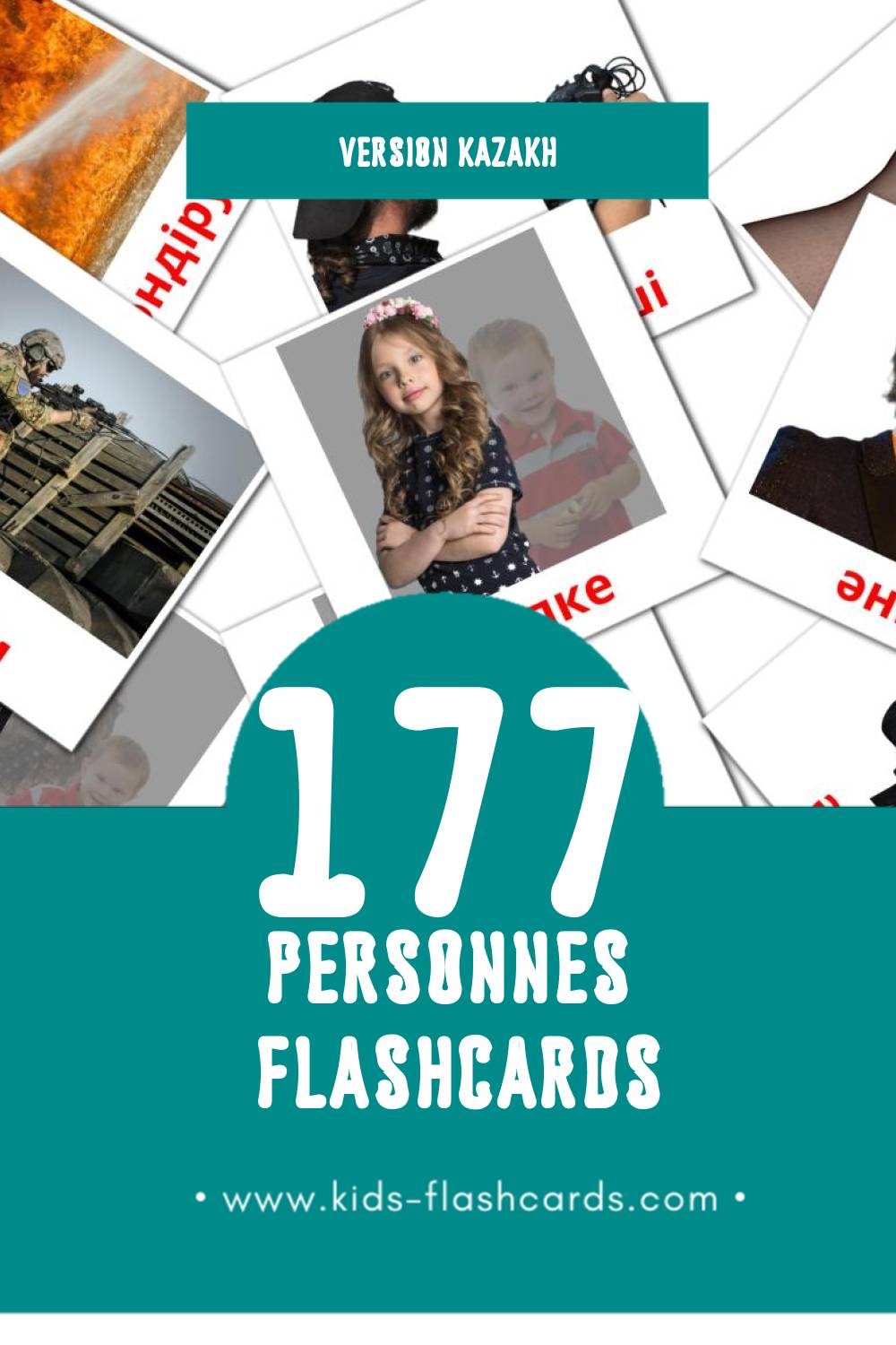 Flashcards Visual Адамдар pour les tout-petits (177 cartes en Kazakh)