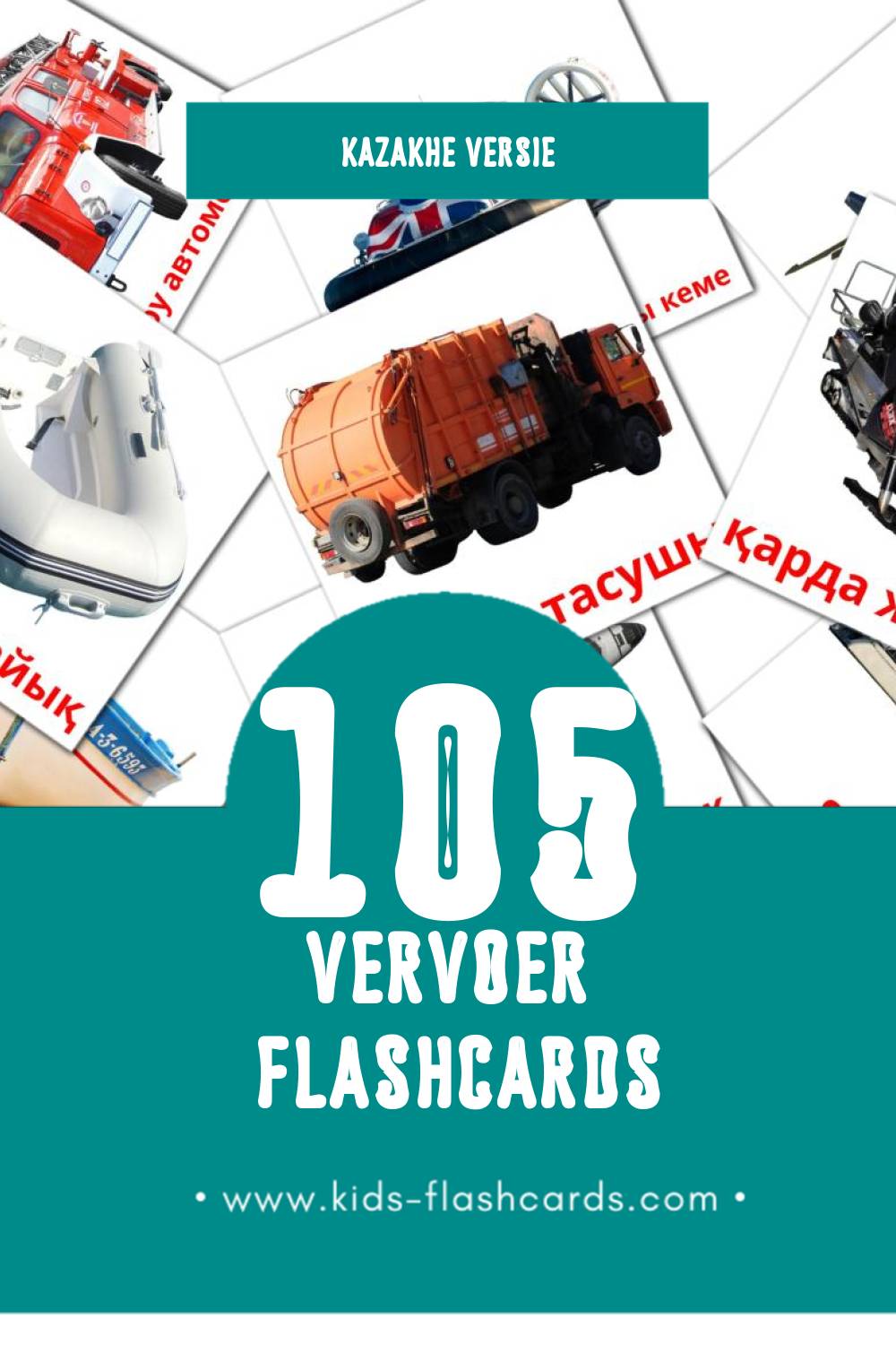 Visuele Көлік Flashcards voor Kleuters (105 kaarten in het Kazakh)