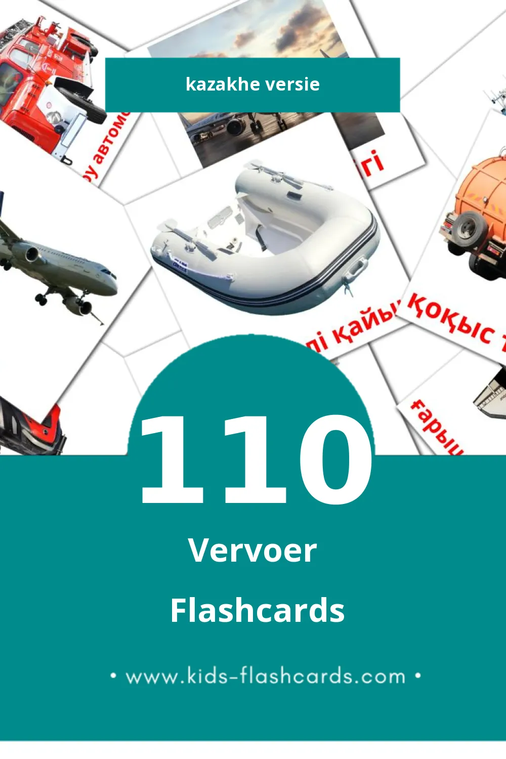 Visuele Көлік Flashcards voor Kleuters (110 kaarten in het Kazakh)