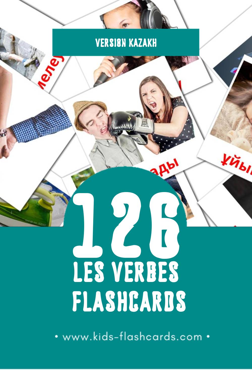 Flashcards Visual Етістіктер pour les tout-petits (132 cartes en Kazakh)