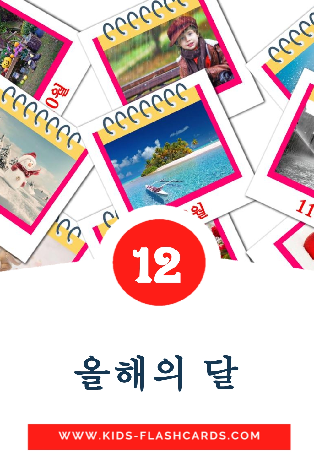 12 올해의 달 fotokaarten voor kleuters in het koreaanse