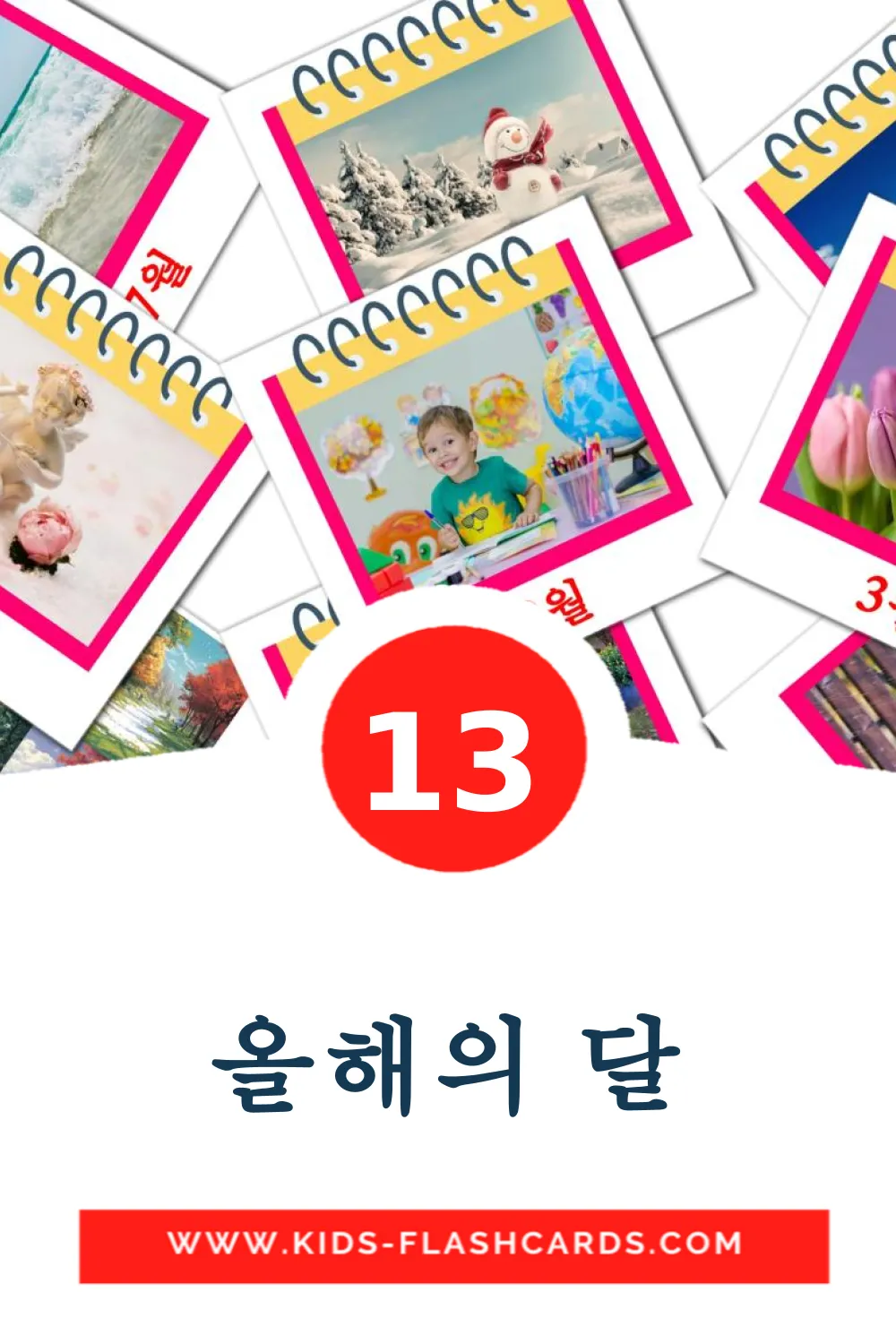 13 올해의 달 Bildkarten für den Kindergarten auf Koreanisch