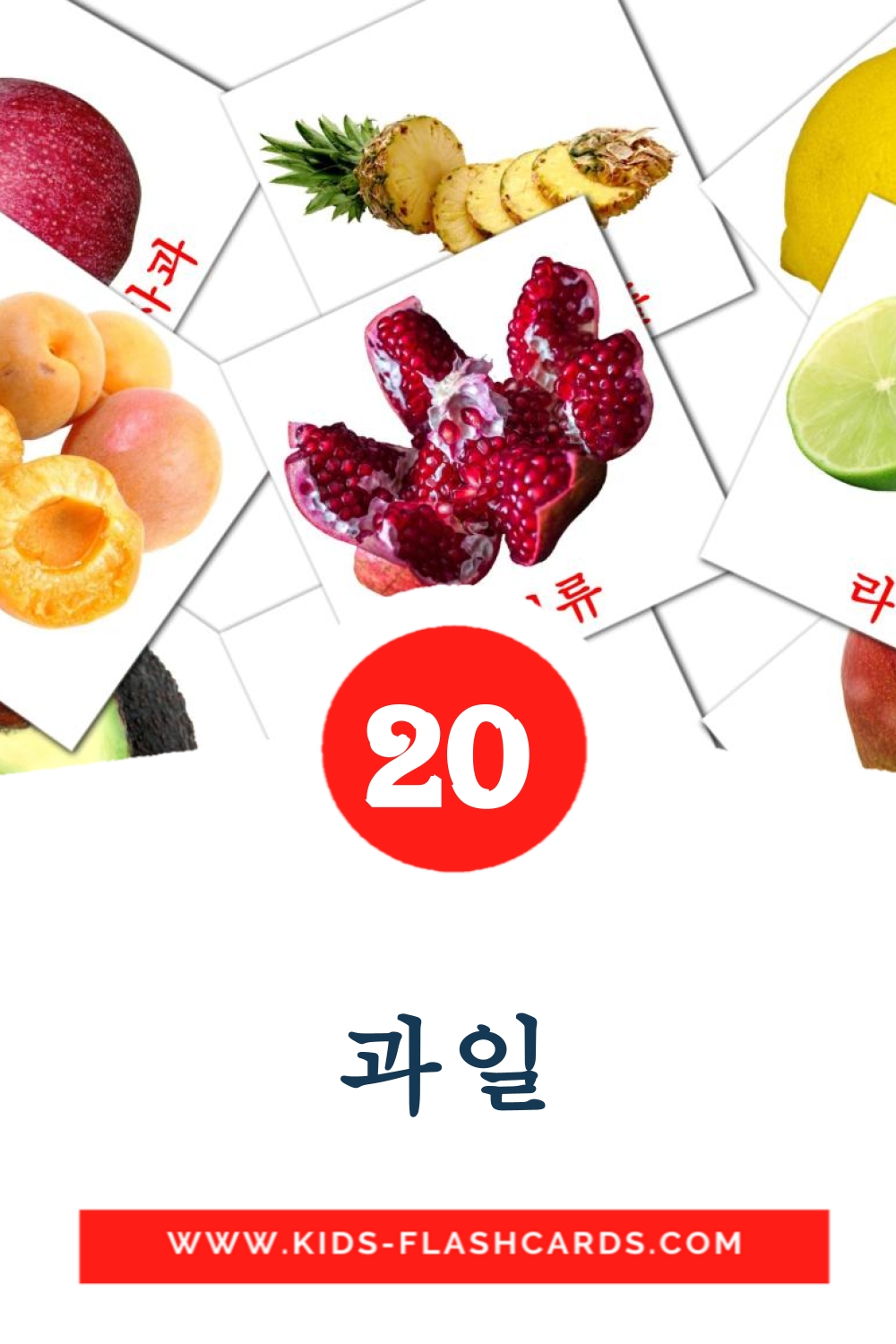 과일 на корейском для Детского Сада (20 карточек)