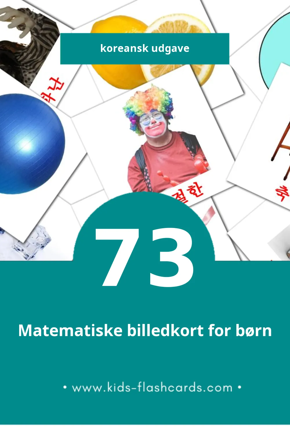 Visuelle billedkort for børn om 형용사 til småbørn (73 kort på Koreansk)