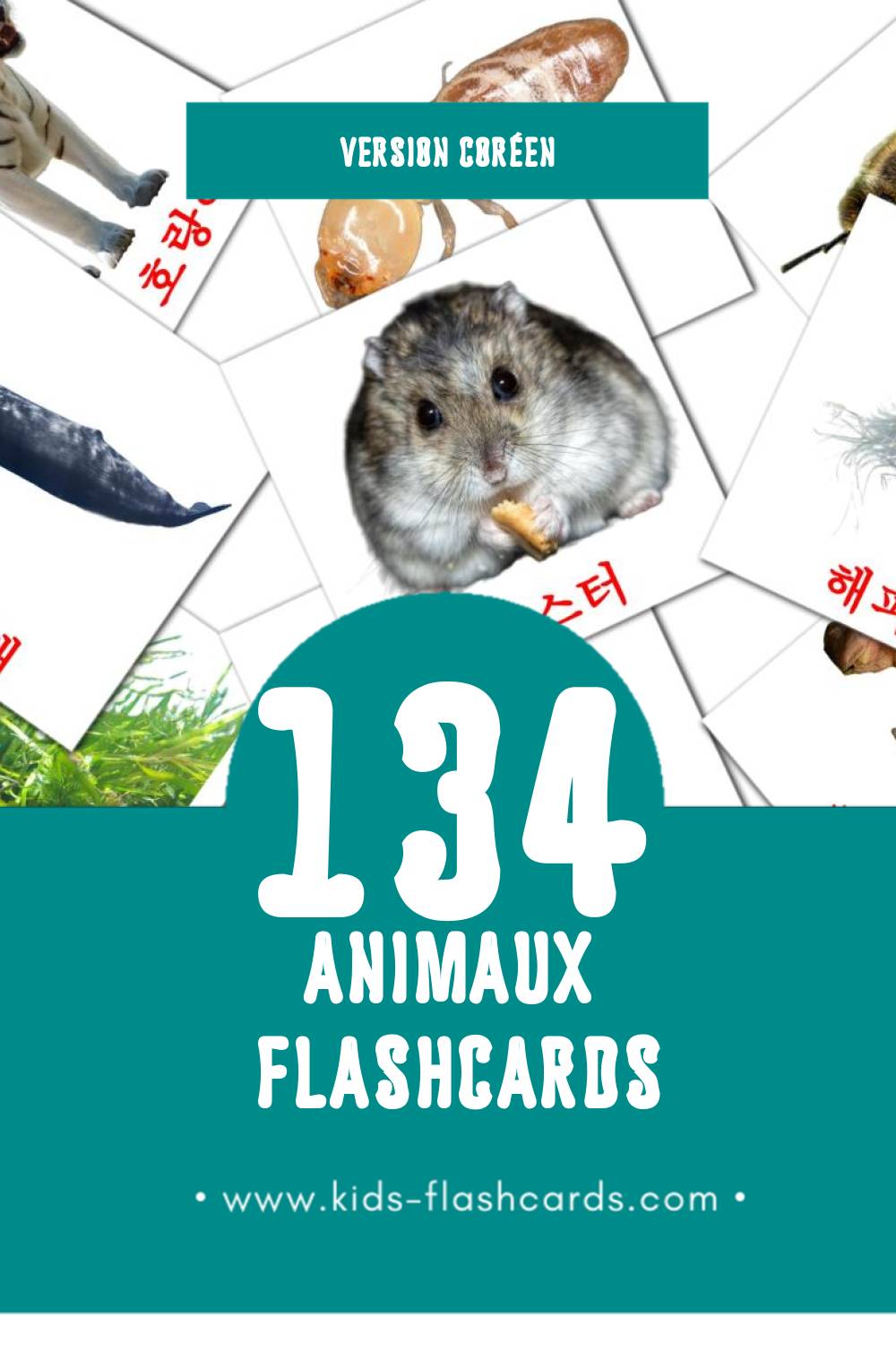 Flashcards Visual 동물 pour les tout-petits (134 cartes en Coréen)