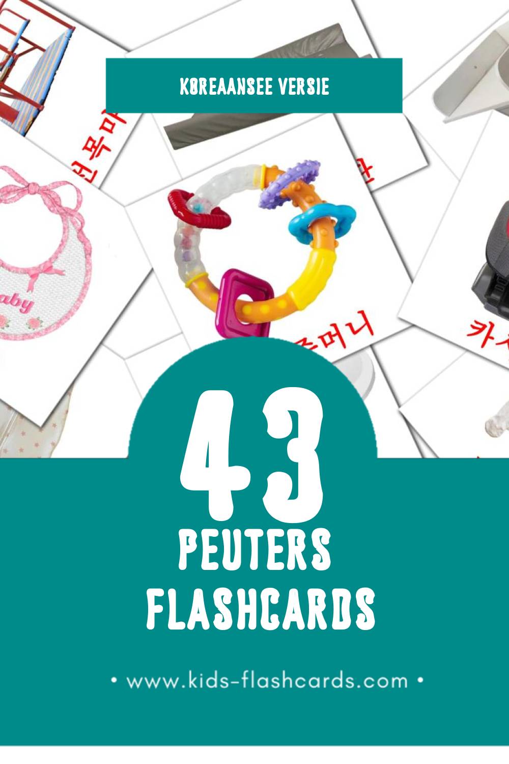 Visuele 아이 Flashcards voor Kleuters (43 kaarten in het Koreaanse)