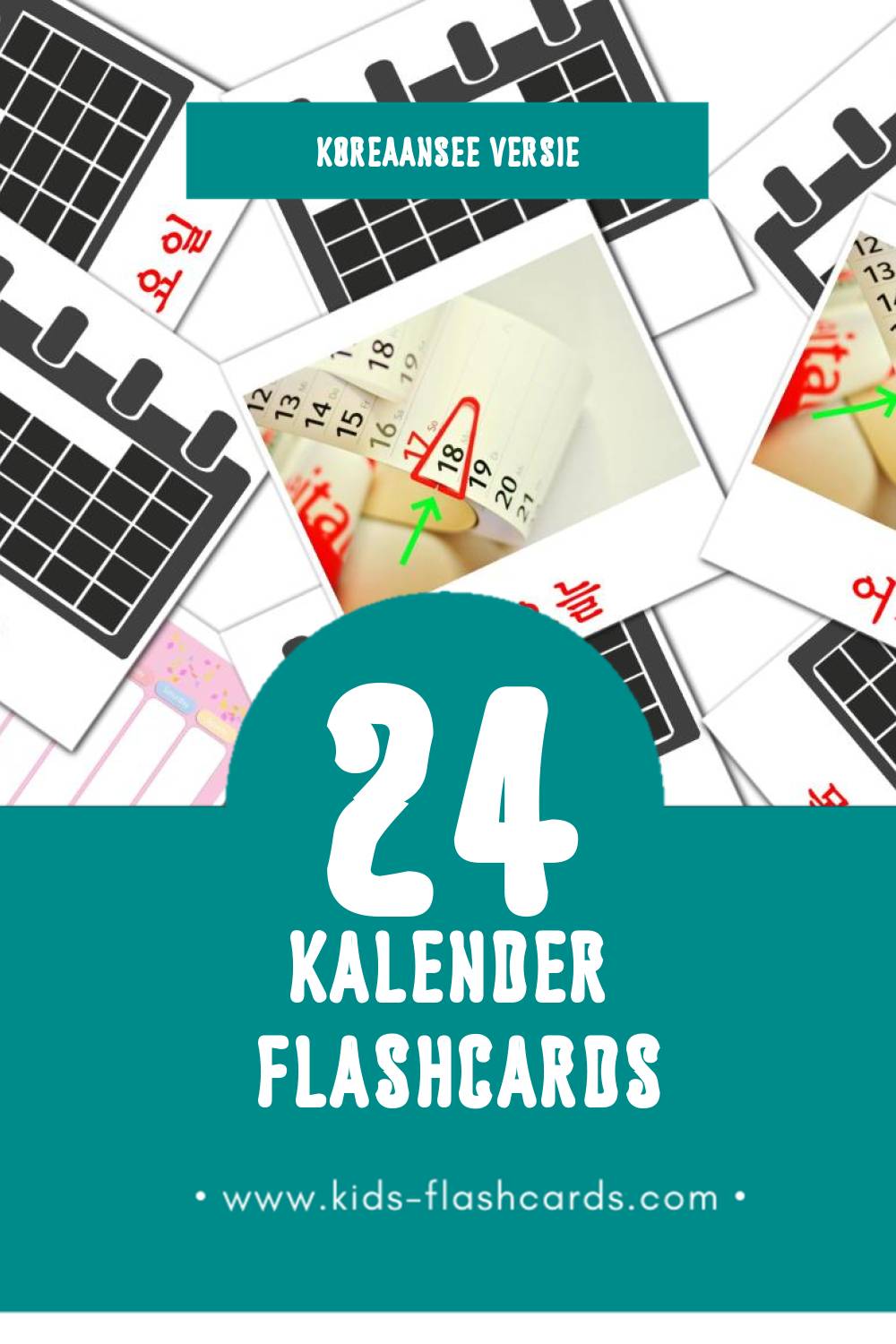 Visuele 날씨 Flashcards voor Kleuters (24 kaarten in het Koreaanse)