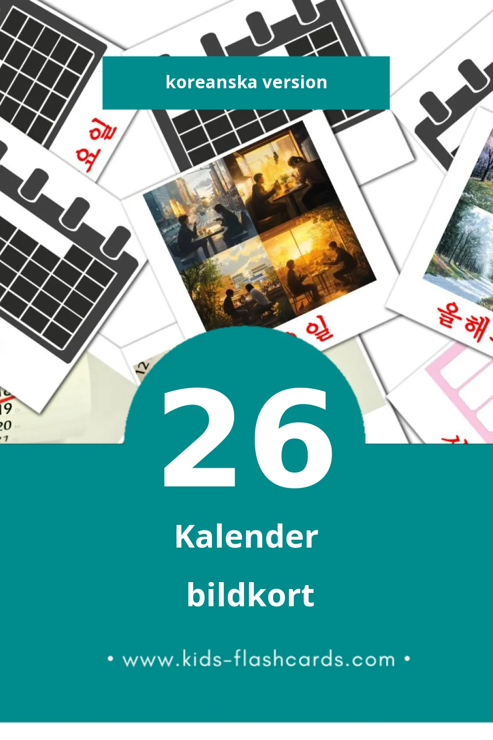 Visuella 날씨 för småbarn (26 bildkort för barn på Koreanska)