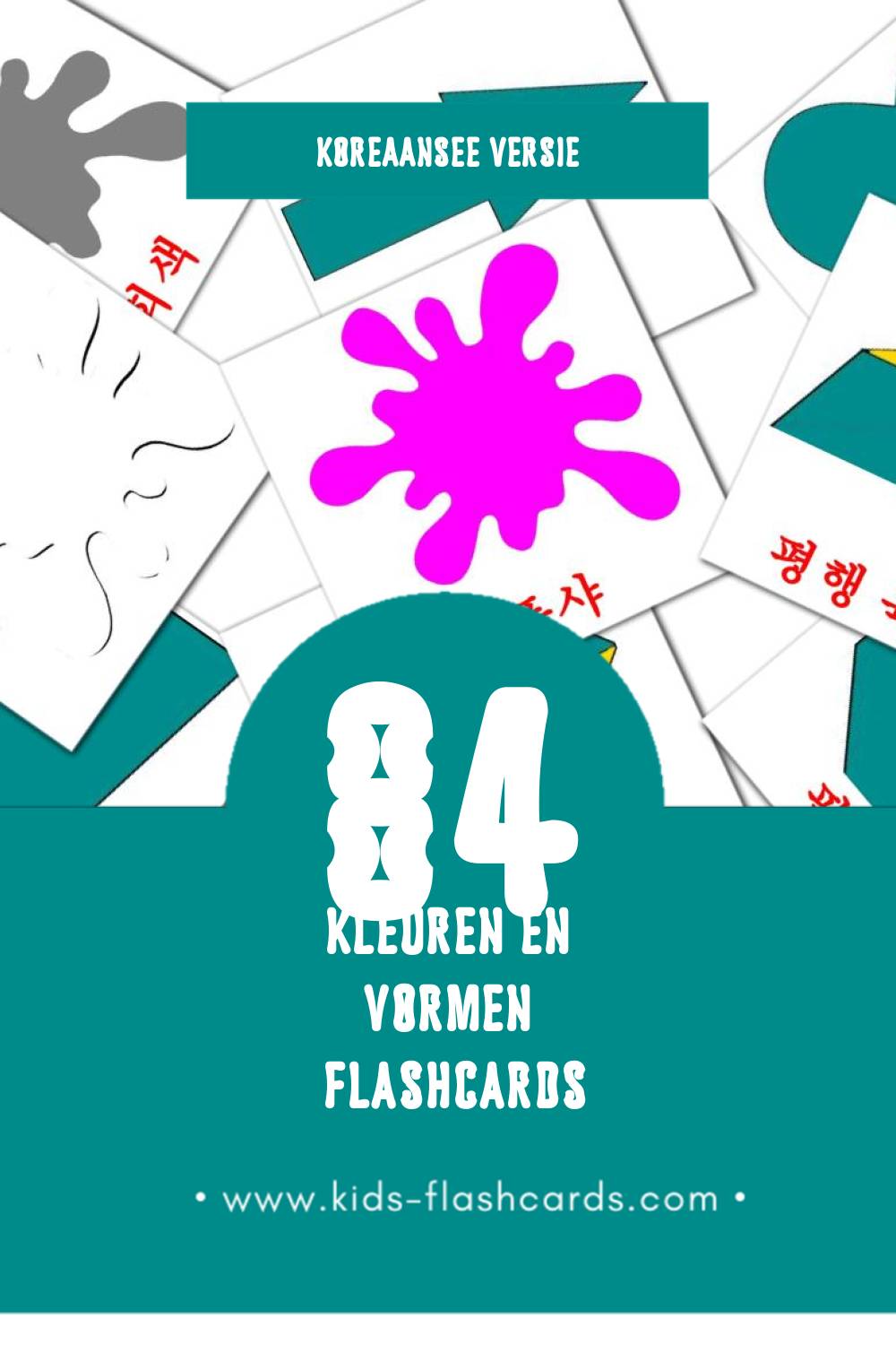 Visuele 색상 및 모양 Flashcards voor Kleuters (84 kaarten in het Koreaanse)