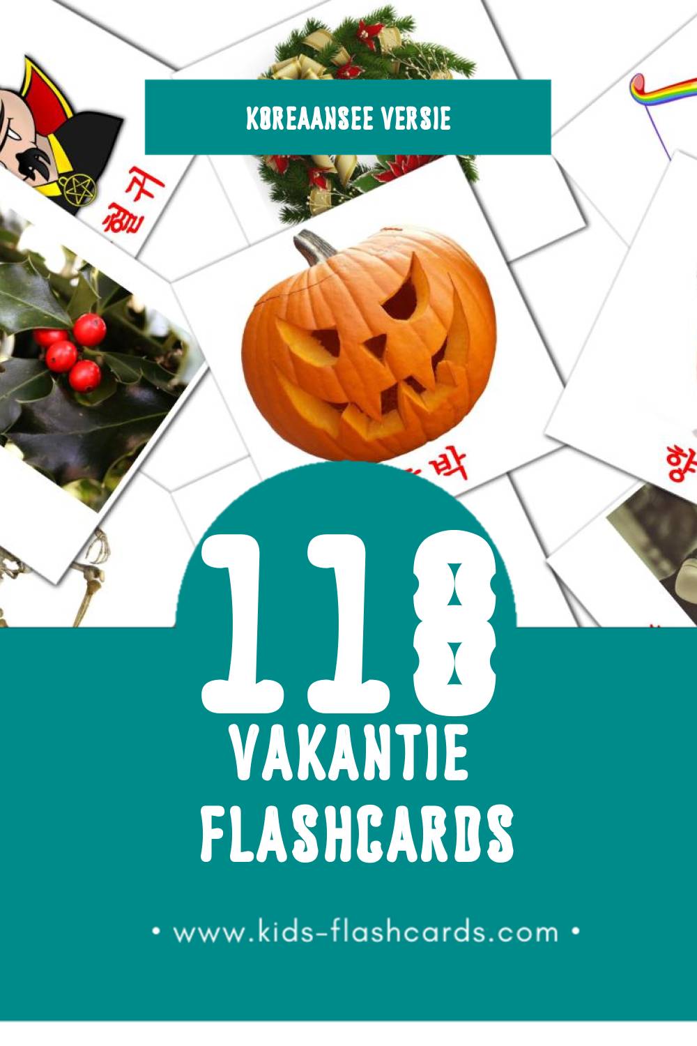 Visuele 휴가 Flashcards voor Kleuters (118 kaarten in het Koreaanse)