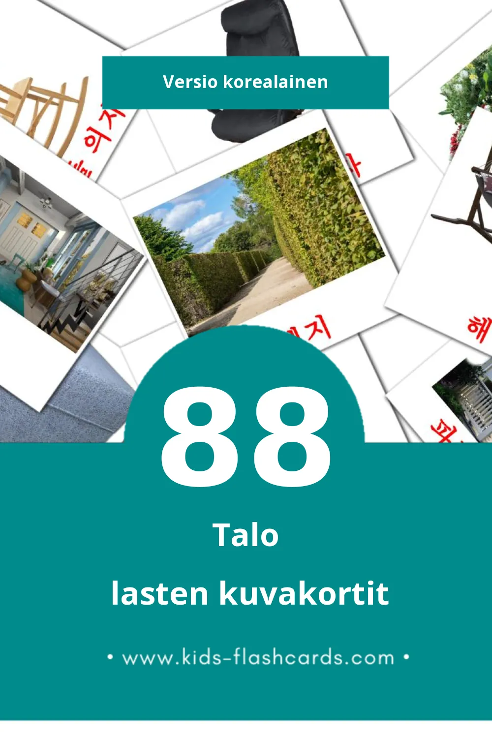 집 lasten kuvakortit pikkulapsille (88 korttia Korealaiseksi)