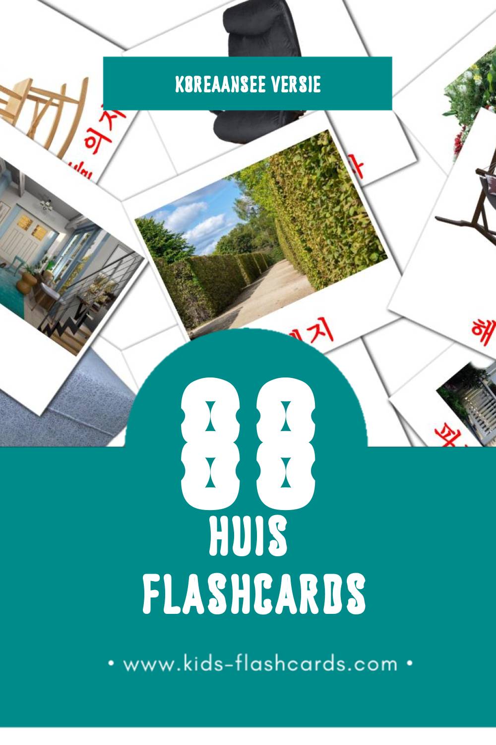 Visuele 집 Flashcards voor Kleuters (88 kaarten in het Koreaanse)