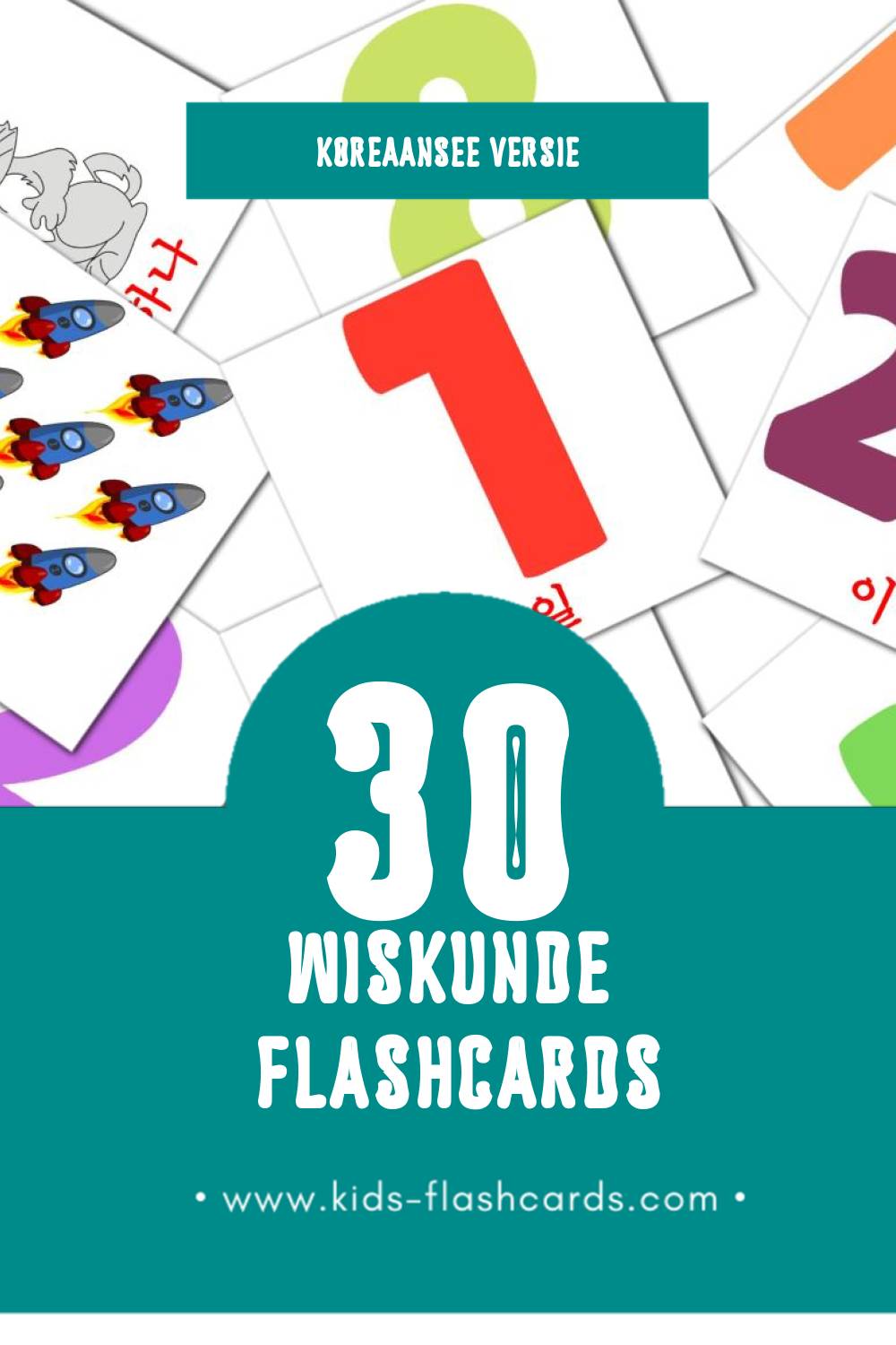 Visuele 수학 Flashcards voor Kleuters (30 kaarten in het Koreaanse)